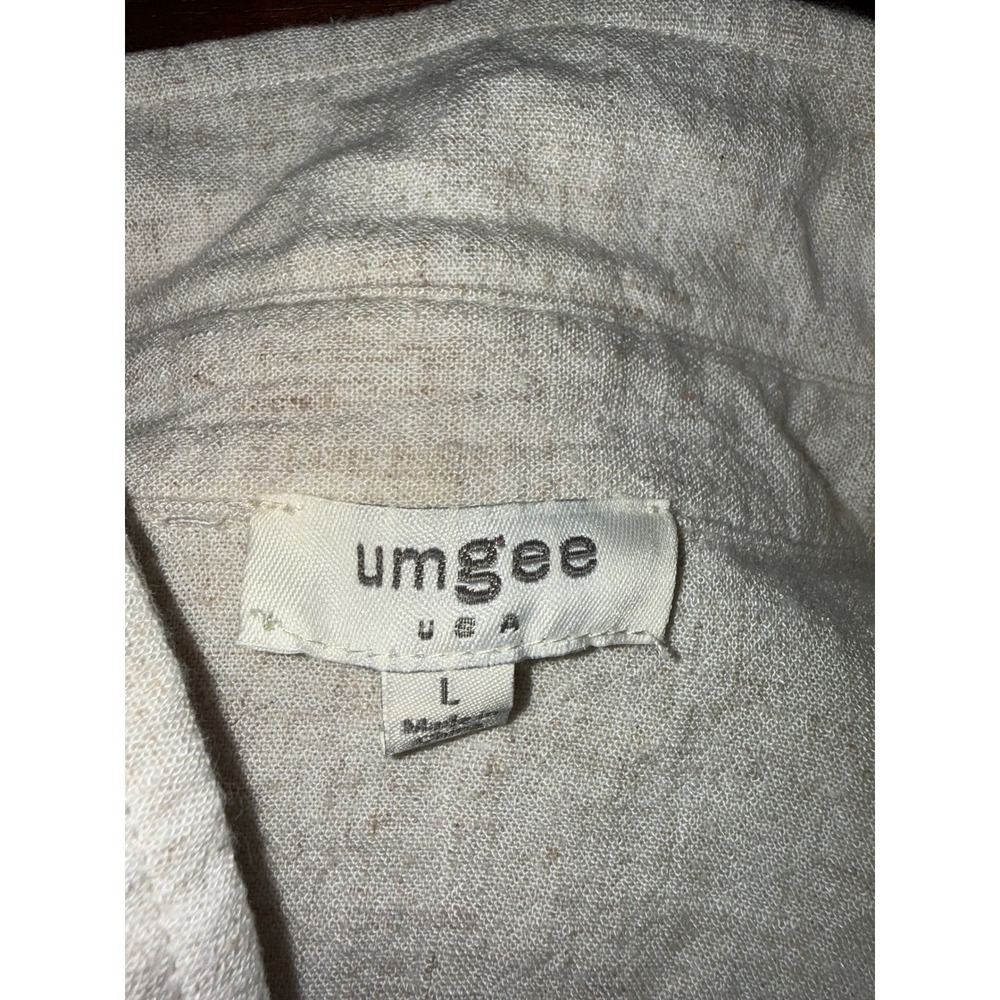 Umgee USA Women's Beige Linen Blend Peasant Tunic Shirt Size L - Picture 3 of 5